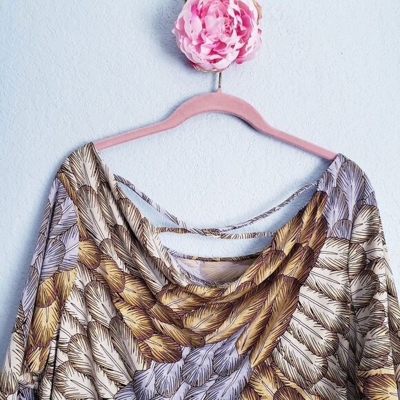 Gypsy Mara Hoffman Multicolor Feather Drape Front Blouse - Picture 4 of 7